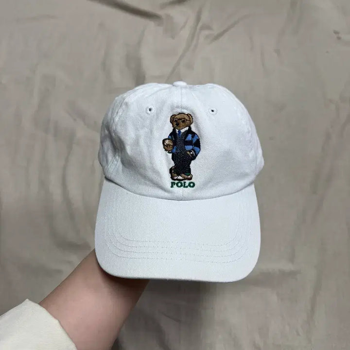 [BUNJANG] Polo Ralph Lauren Teddy Bear Embroidery White Ball Cap / 폴로랄프로렌 테디 베어 자수 화이트 볼캡 os