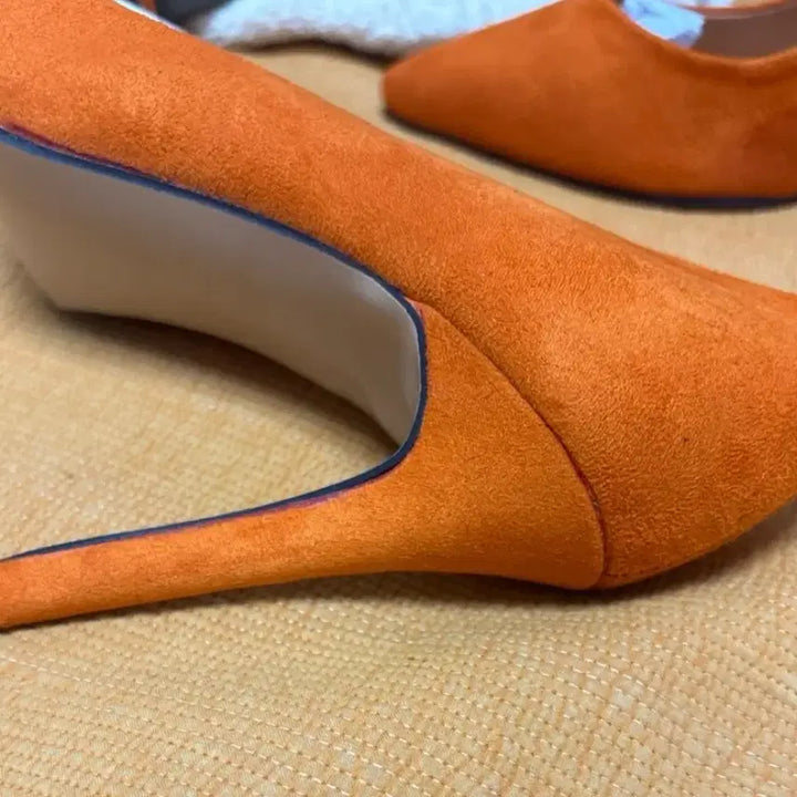 [BUNJANG] WASSUP Suede Orange Pumps / WASSUP 스웨이드 오렌지 펌프스힐