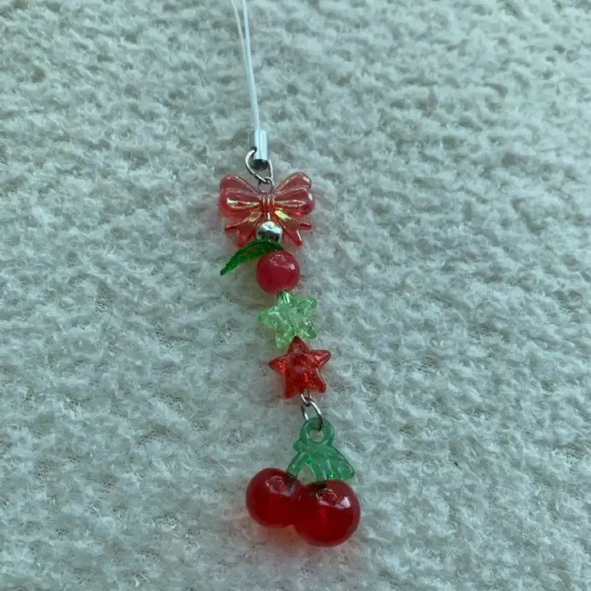 [BUNJANG] Fruit Keychain Set (Cherry, Peach, Lemon) with Star Bead Charm / 과일키링(체리,복숭아,레몬)