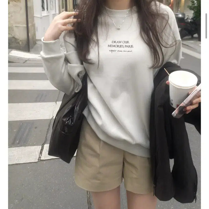 [BUNJANG] Slowand Paris Lettering Embroidered Sweatshirt - Fog Grey / [슬로우앤드] Paris 레터링 자수맨투맨 - 포그그레이
