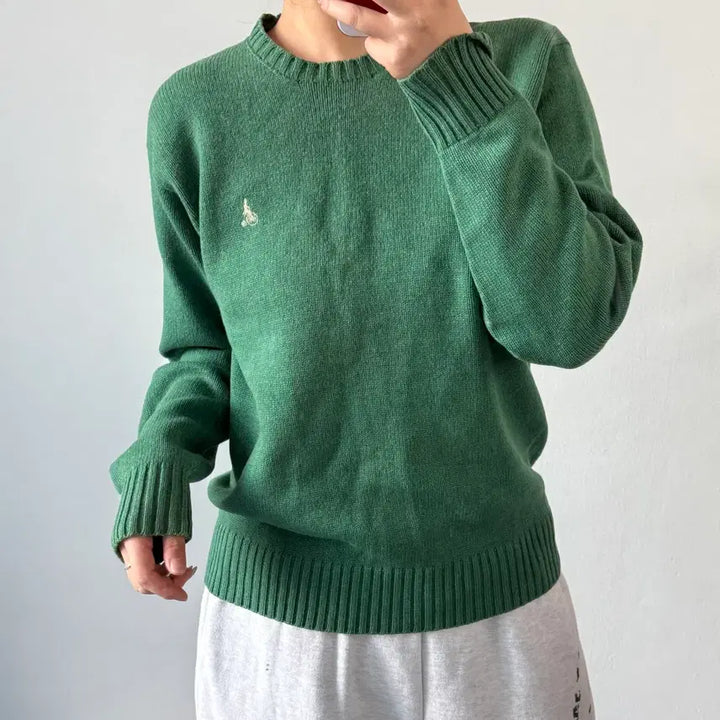 [BUNJANG] Beanpole Green Knit Sweater / [M] 빈폴 그린 니트