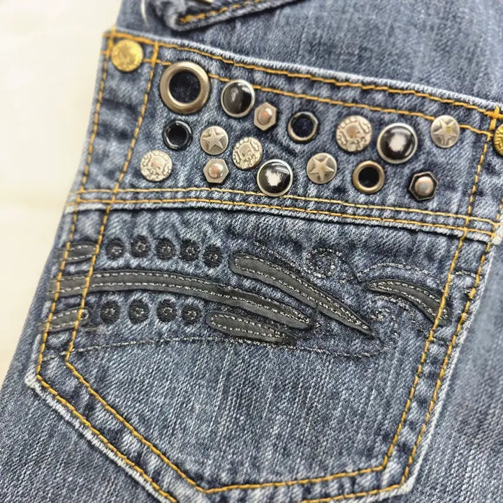[BUNJANG] Y2K Studded Denim Half Pants / Y2K 스터드 데님 하프팬츠 [A40306]