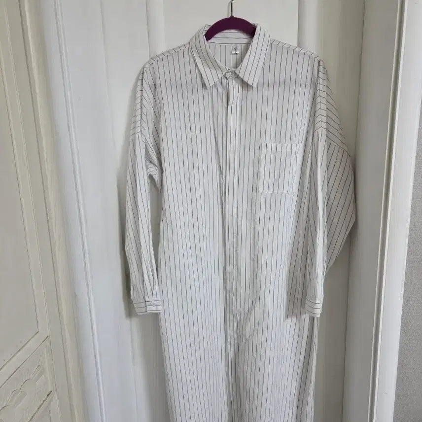 [BUNJANG] Striped Long Shirt Dress / 스트라이프 롱 셔츠 롱원피스