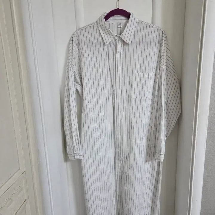 [BUNJANG] Striped Long Shirt Dress / 스트라이프 롱 셔츠 롱원피스