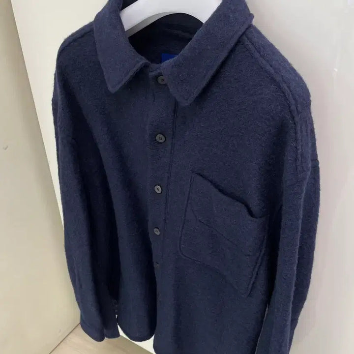 [BUNJANG] DOCUMENT Wool Shirt Navy Oversized Fit Size S / 도큐먼트 울셔츠 navy S (오버핏)