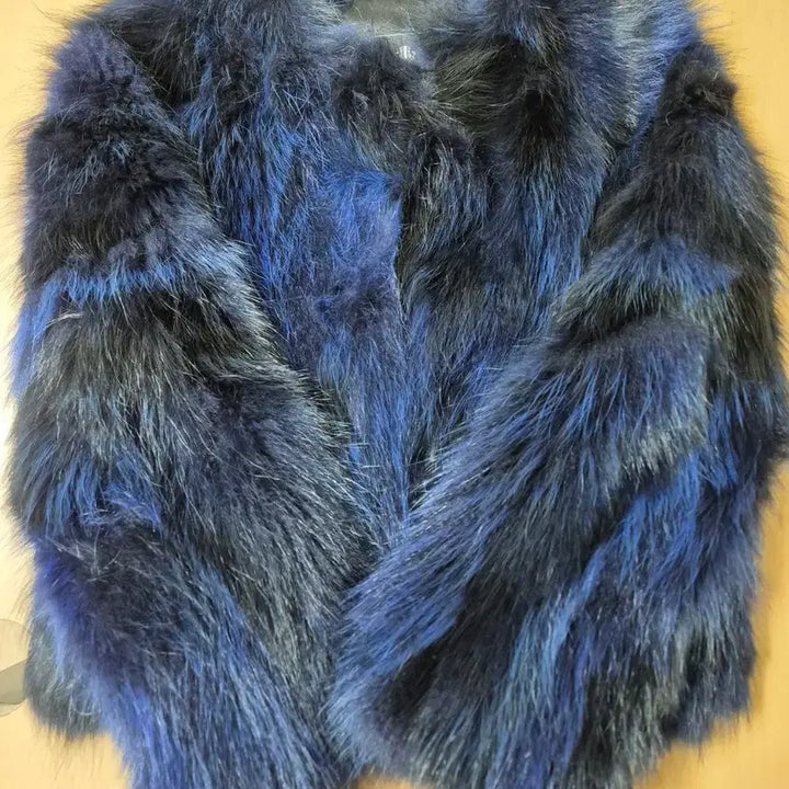 [BUNJANG] Klever by Jindo Blue-Black Racoon Fur Coat / 진도 끌레베 블루블랙 라쿤퍼 모피 55
