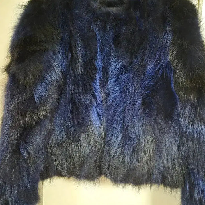 [BUNJANG] Klever by Jindo Blue-Black Racoon Fur Coat / 진도 끌레베 블루블랙 라쿤퍼 모피 55
