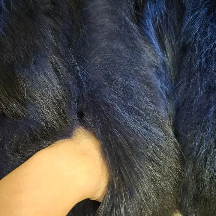 [BUNJANG] Klever by Jindo Blue-Black Racoon Fur Coat / 진도 끌레베 블루블랙 라쿤퍼 모피 55
