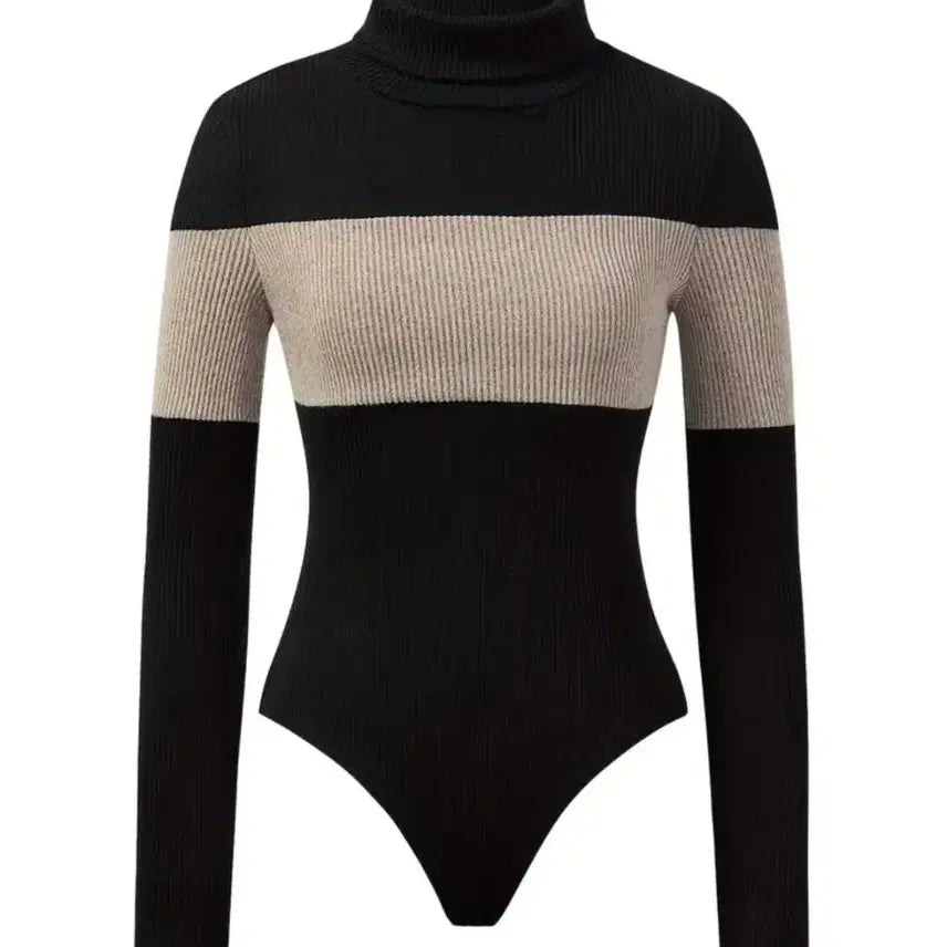 [BUNJANG] Ribbed Colorblock Turtleneck Knit Bodysuit - Size 66 - Bundle Set / 골지 배색 터틀넥 니트 바디수트 66사이즈 3장 일괄