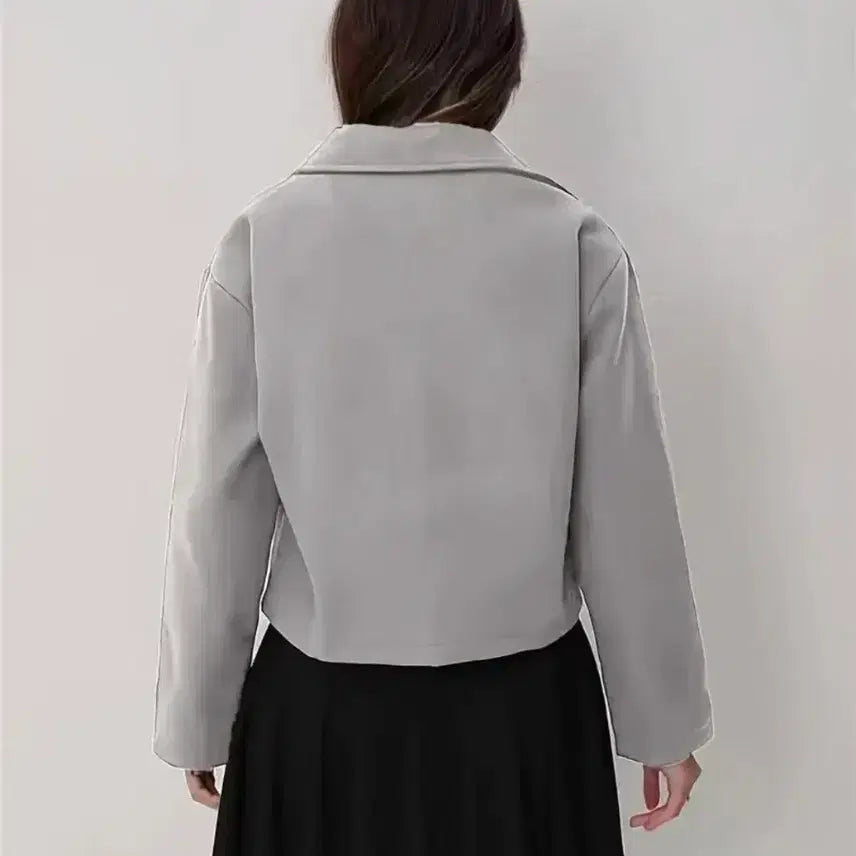 [BUNJANG] Gray Cropped Field Jacket (Size 66) / 숏 기장 그레이 야상 자켓 66사이즈