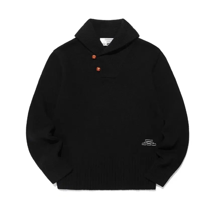 [BUNJANG] Nice Ghost Club FFATS Swar V-Neck Knit Black / 나이스고스트클럽 ffats 스왈 카라 니트 블랙