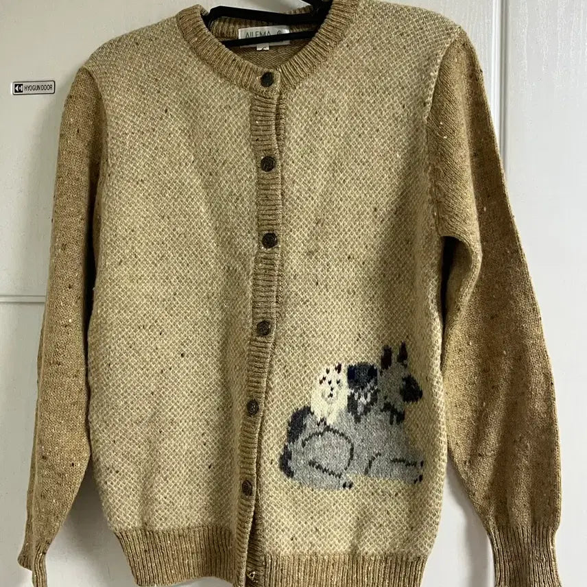 [BUNJANG] Vintage Dog Pattern Knit Cardigan / 빈티지 강아지가디건