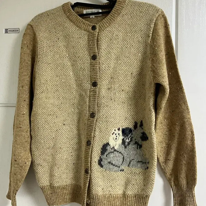 [BUNJANG] Vintage Dog Pattern Knit Cardigan / 빈티지 강아지가디건