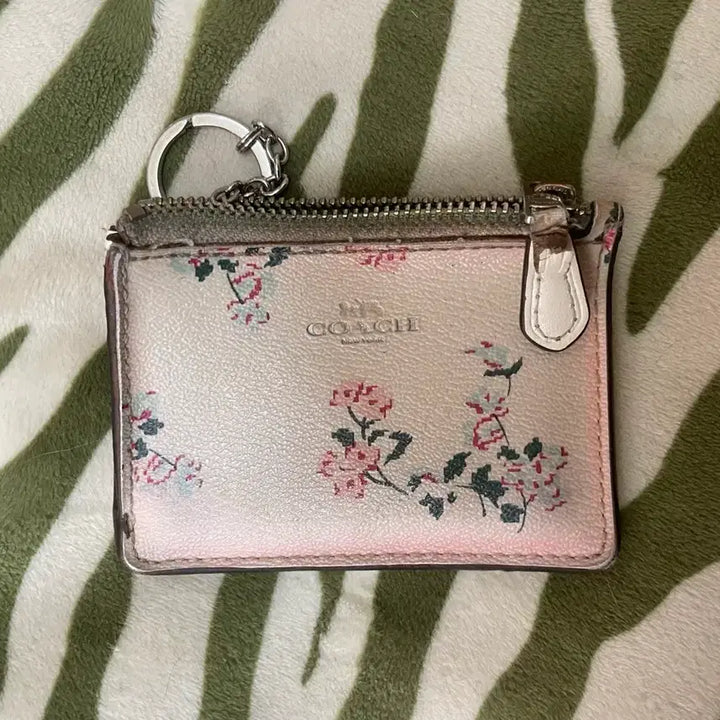 [BUNJANG] Coach Flower Print Card Wallet Keyring / 코치 플라워 프린트 카드 지갑 키링