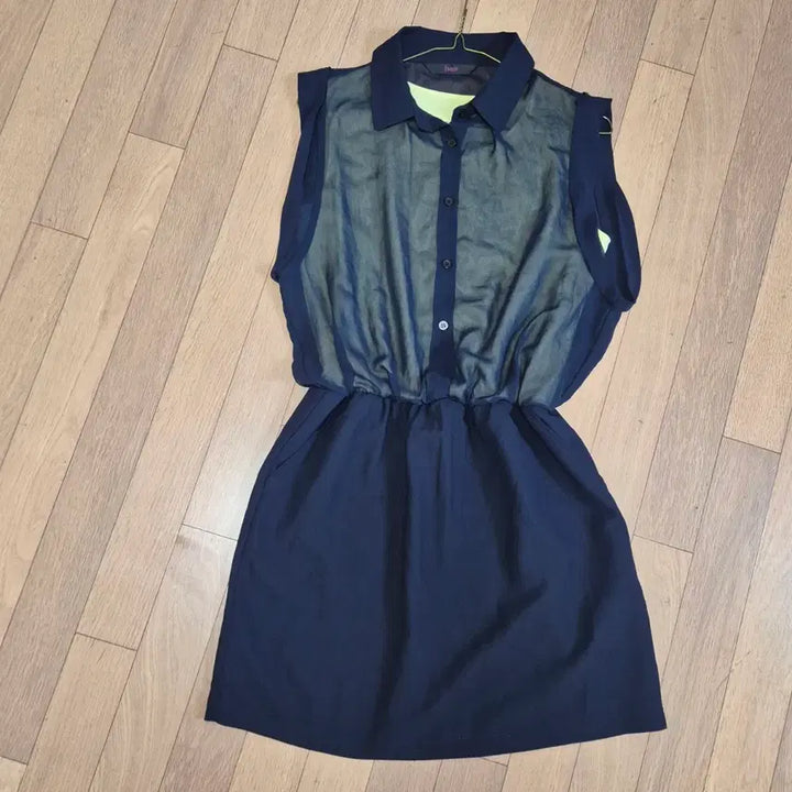 [BUNJANG] Soup Navy See-Through Collar Dress Size 66 / Soup 네이비 시스루 카라 원피스 66