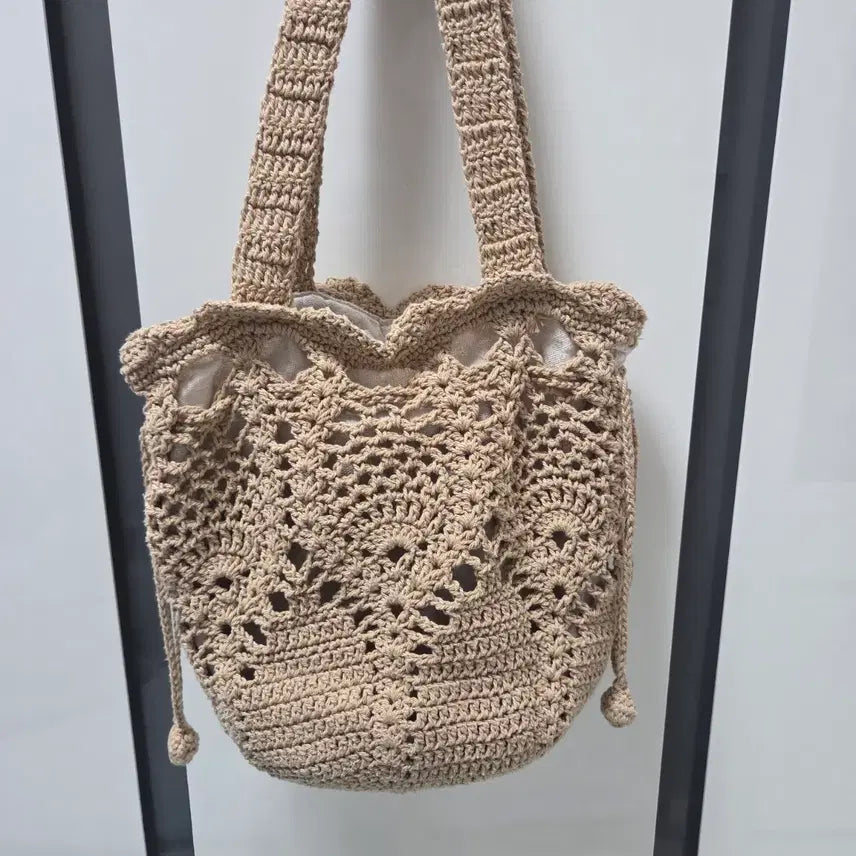 [BUNJANG] Knit Crochet Bucket Bag / 니트 크로셰 버킷백
