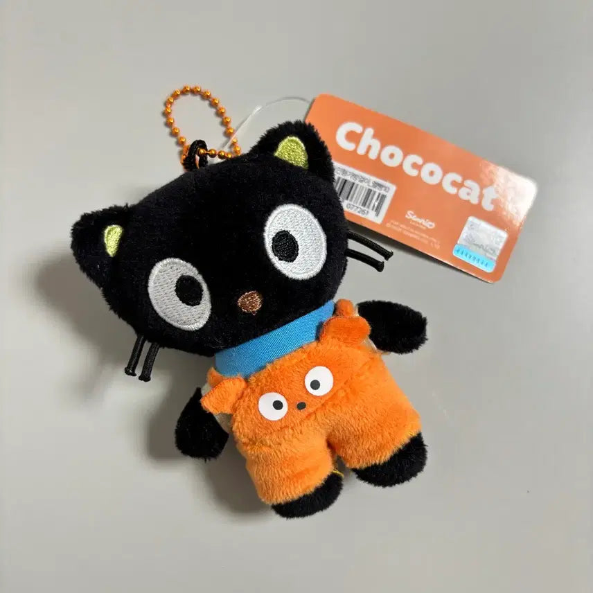 [BUNJANG] Sanrio Chococat Overalls Plush Bag Charm Keychain / 정품 산리오 초코캣 멜빵 인형가방걸이 키링