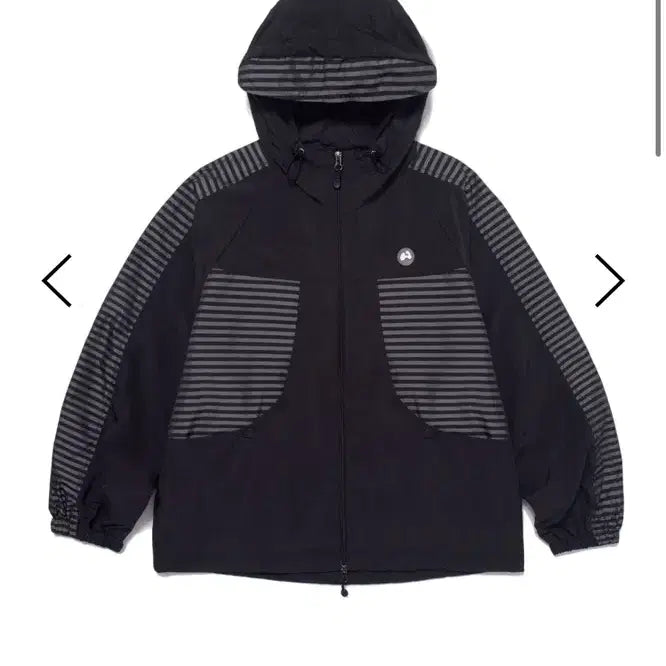 [BUNJANG] Hug Your Skin Stripe Windbreaker Black / 허그유어스킨 Stripe wind-breaker
