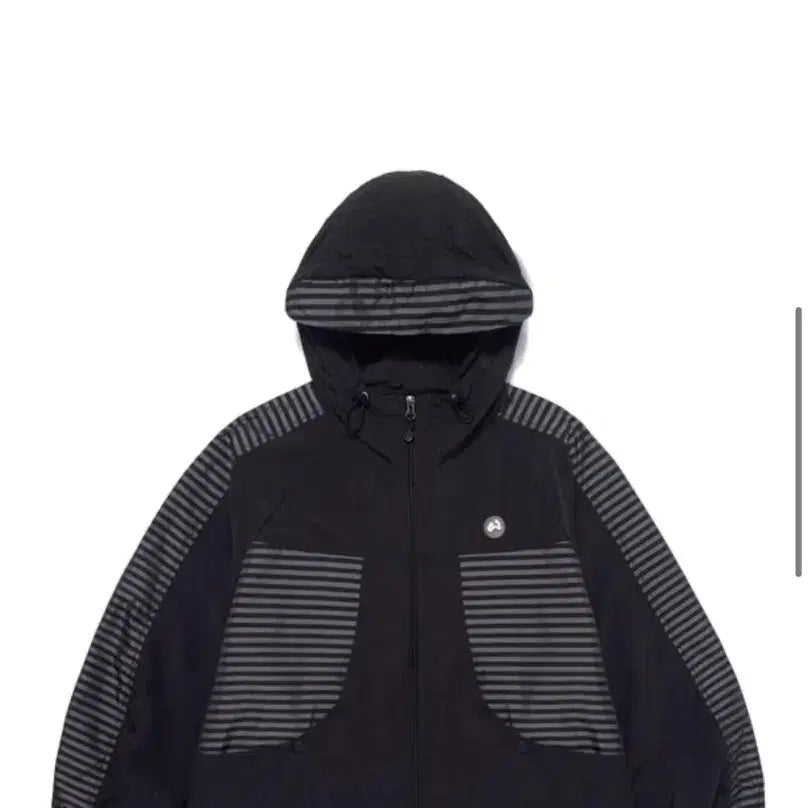 [BUNJANG] Hug Your Skin Stripe Windbreaker Black / 허그유어스킨 Stripe wind-breaker