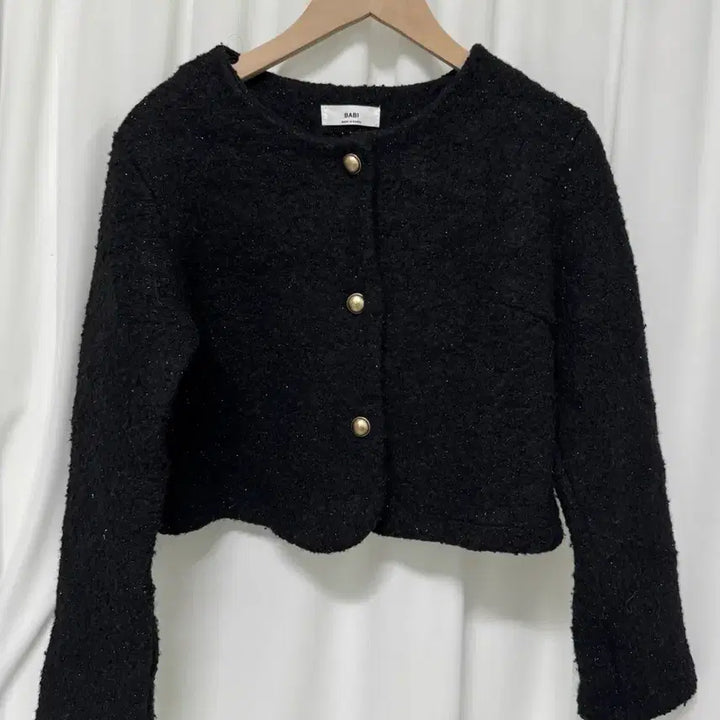 [BUNJANG] BABI Black Tweed Cropped Jacket / BABI 블랙 트위드 크롭 자켓