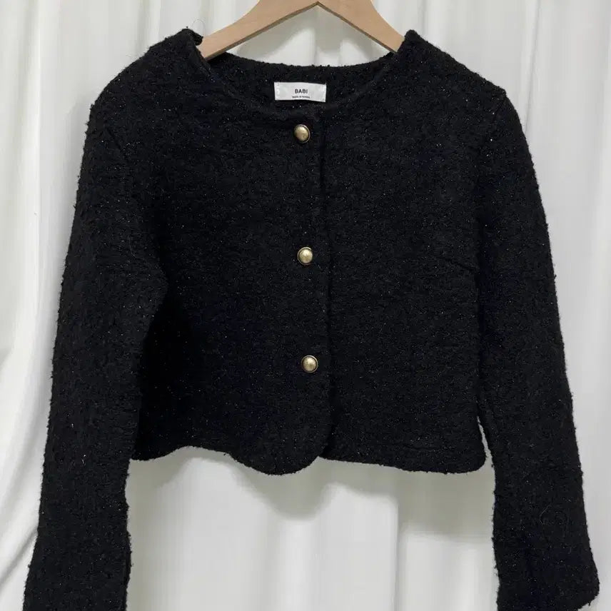 [BUNJANG] BABI Black Tweed Cropped Jacket / BABI 블랙 트위드 크롭 자켓