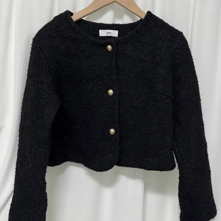 [BUNJANG] BABI Black Tweed Cropped Jacket / BABI 블랙 트위드 크롭 자켓
