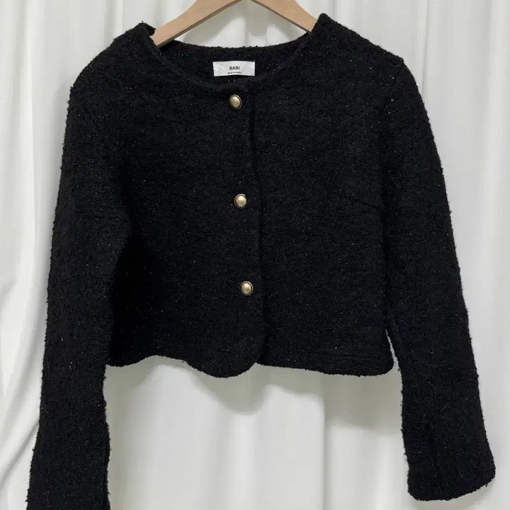 [BUNJANG] BABI Black Tweed Cropped Jacket / BABI 블랙 트위드 크롭 자켓