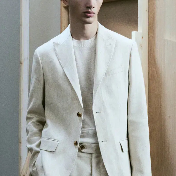[BUNJANG] H&amp;M Regular Fit Linen Blend Jacket / [H&amp;M] 레귤러핏 리넨 블렌드 재킷