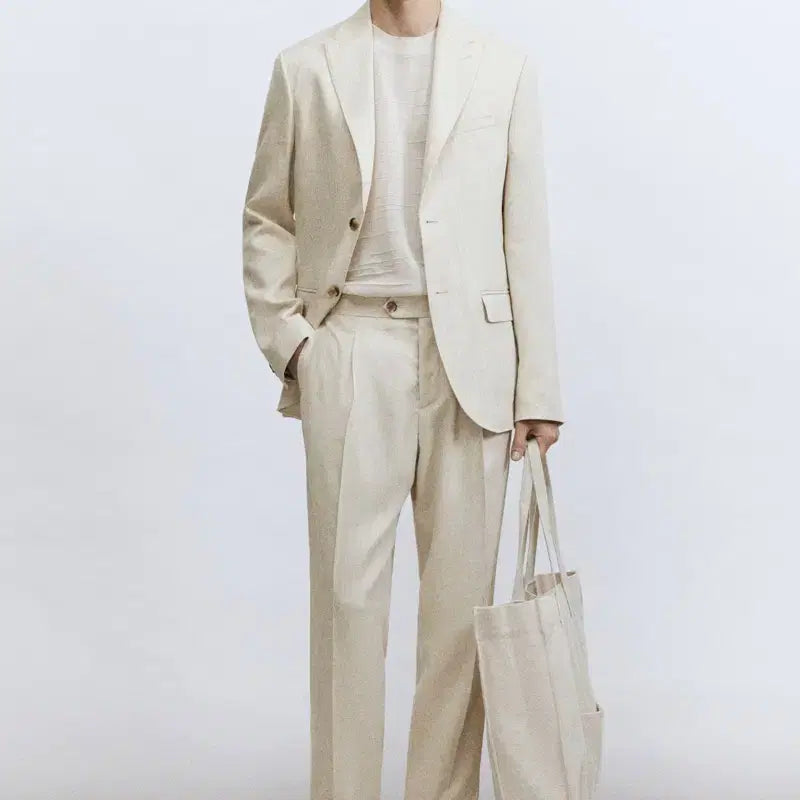 [BUNJANG] H&amp;M Regular Fit Linen Blend Jacket / [H&amp;M] 레귤러핏 리넨 블렌드 재킷
