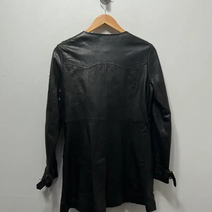 [BUNJANG] Black Leather Long Jacket Women&
