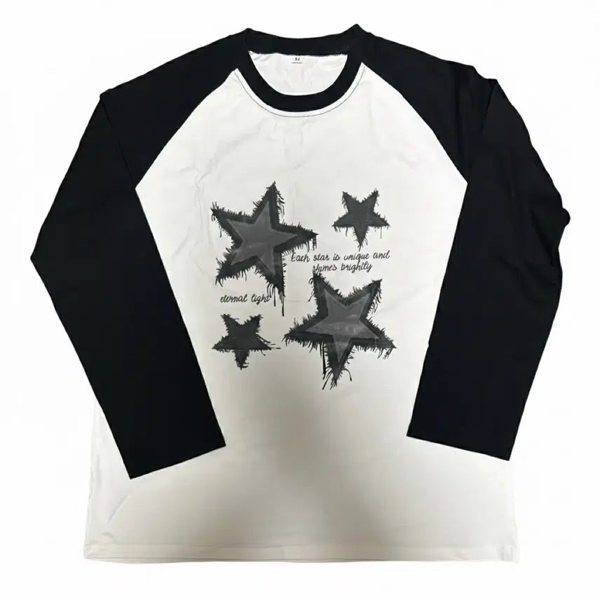 [BUNJANG] Star Logo Raglan T-Shirt / 나그랑 화이트 블랙 별로고 티셔츠 M (새상품)