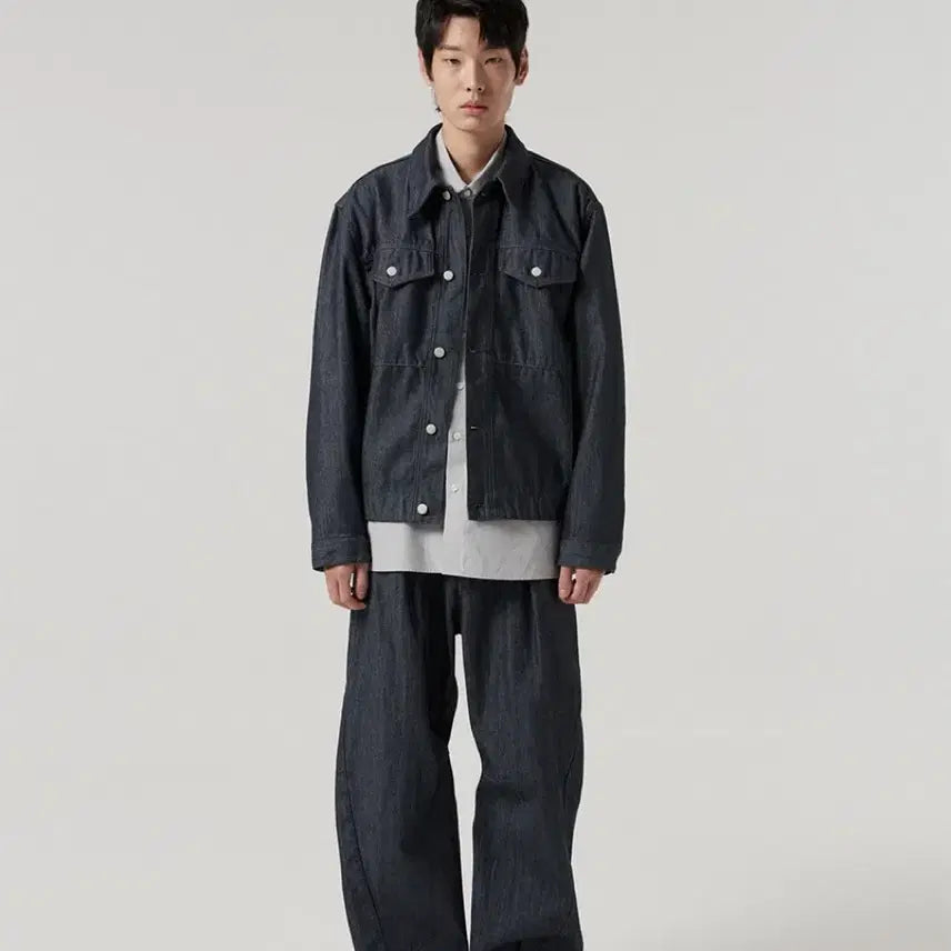 [BUNJANG] Lemad Semi-Oversized Patch Setup Trucker Jacket &amp; Denim Pants Set / 르마드 세미오버 패치 셋업 트러커 자켓 / 데님바지