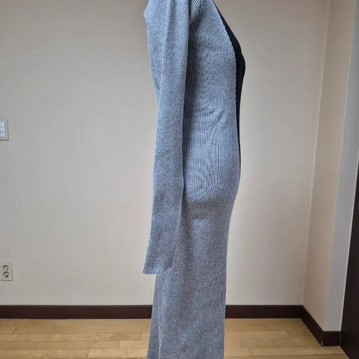 [BUNJANG] Two-Tone Ribbed Knit Long Dress / 투톤 골지 니트 롱 원피스