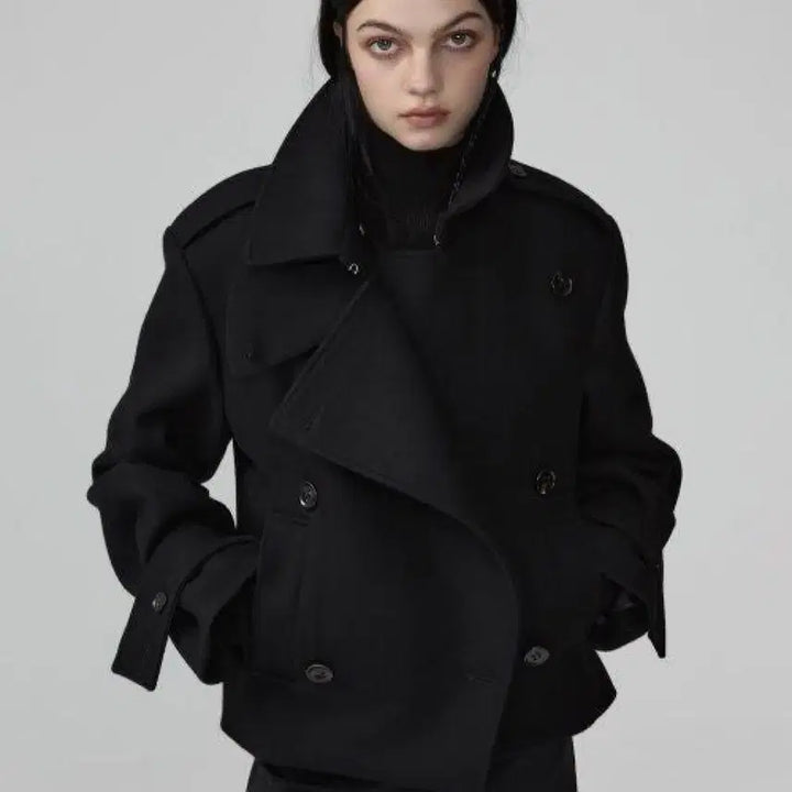 [BUNJANG] WOOL HOODIE HALF PEA COAT / 이안조 후드 피코트