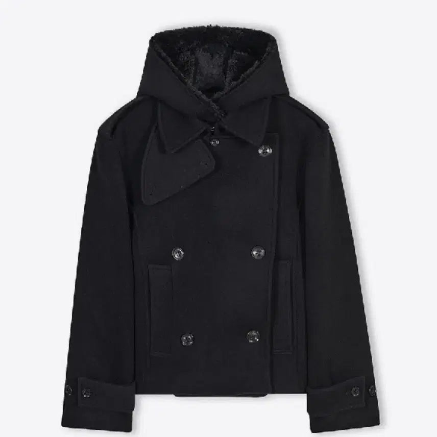 [BUNJANG] WOOL HOODIE HALF PEA COAT / 이안조 후드 피코트