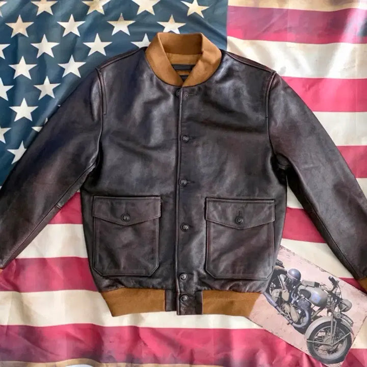 [BUNJANG] A1 Flying Cowhide Leather Jacket / A1플라잉소가죽자켓