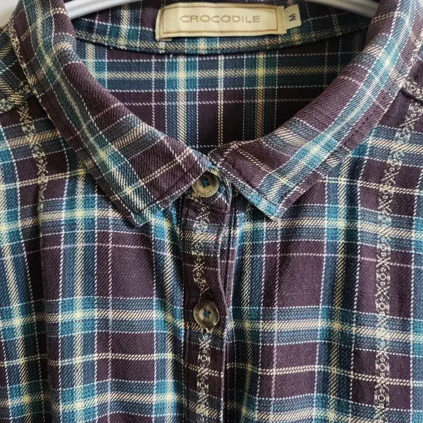 [BUNJANG] Crocodile Check Long Sleeve Shirt M / 크로커다일 체크 긴팔 셔츠 M