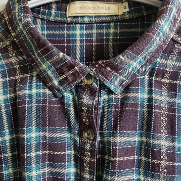 [BUNJANG] Crocodile Check Long Sleeve Shirt M / 크로커다일 체크 긴팔 셔츠 M