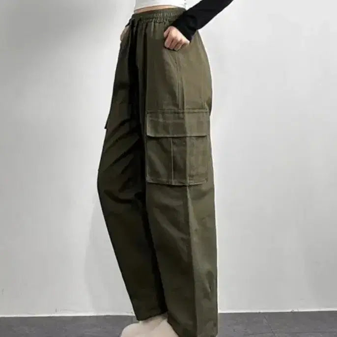 [BUNJANG] Ablhy Khaki Wide Cargo Pants Y2K / 에이블리 카키 와이드 카고 팬츠 y2k