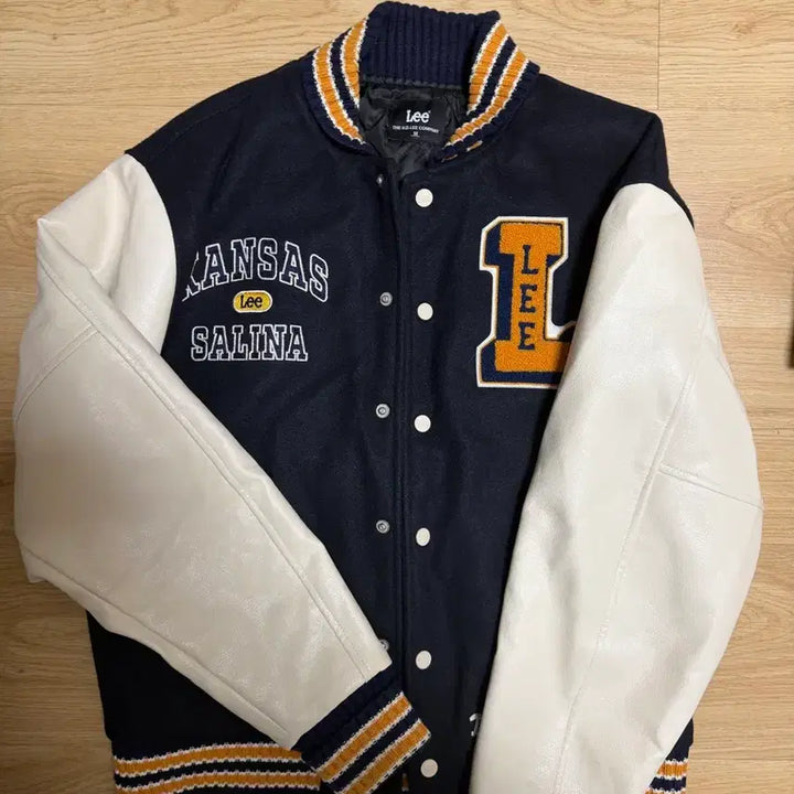 [BUNJANG] Lee Varsity Jacket Navy / lee 와펜 바시티 자켓 네이비