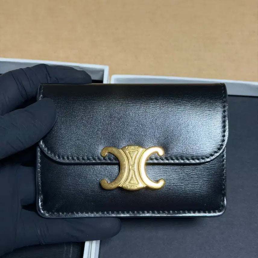 [BUNJANG] Celine Triomphe Card Holder Black / 셀린느 트리옹프 카드지갑 블랙