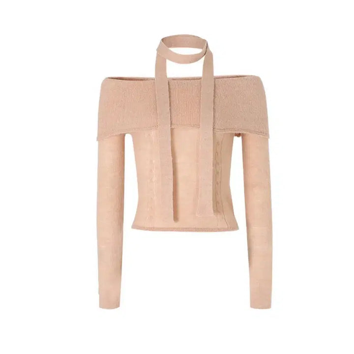 [BUNJANG] Not Your Roses Off-Shoulder Pink Top with Scarf Set / 낫유어로즈 오프숄더 핑크