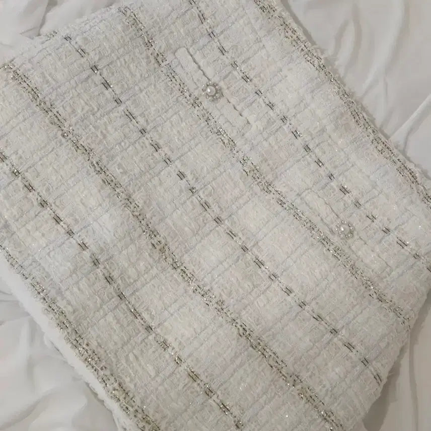 [BUNJANG] Beaded Pearl Tweed Mini Skirt / 비즈 펄 트위드sk