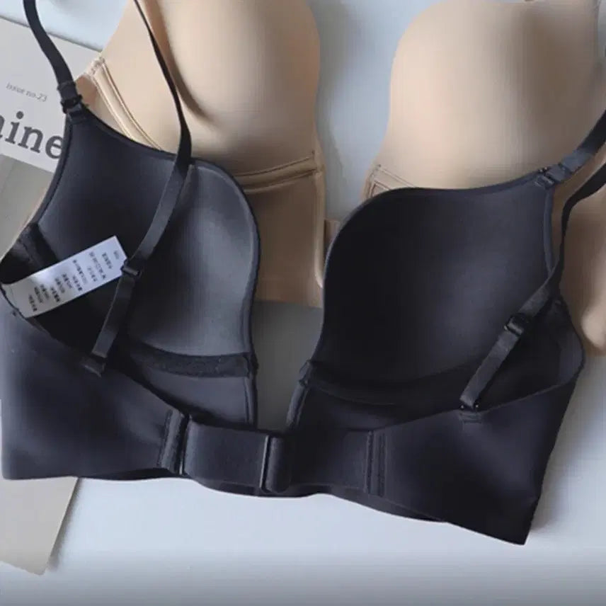 [BUNJANG] Black U-Neck Wireless Bra / 블랙 U넥 브라 노와이어 속옷 .