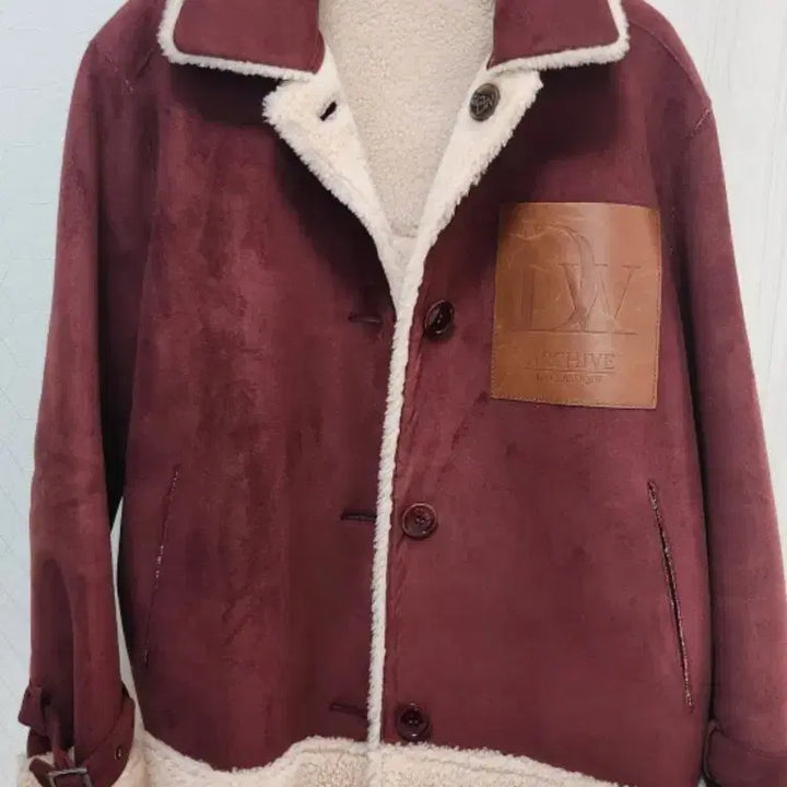 [BUNJANG] DEWL Suede Mustang Jacket Burgundy Size 55 / DEWL 스웨이드 무스탕 자켓 버건디