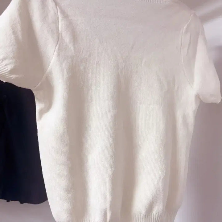 [BUNJANG] Ribbon Short Sleeve Knit Ivory / 리본 반팔 니트 아이보리