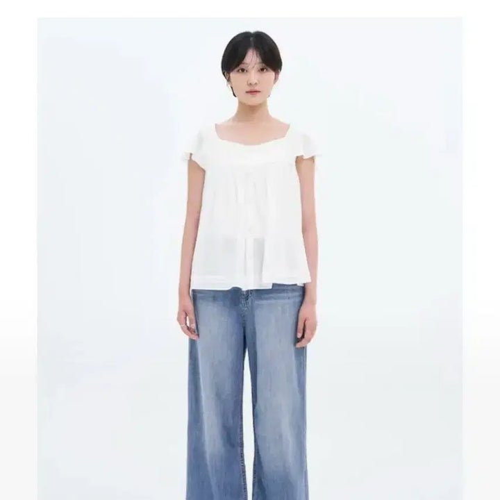 [BUNJANG] 8seconds Sheer Wing Blouse White / 에잇세컨즈 시어 날개 블라우스 화이트 새상품