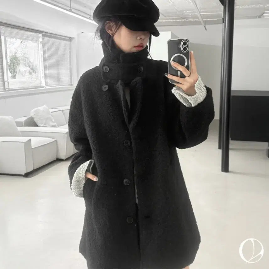 [BUNJANG] Binary One Tezen Boucle Half Coat / 바이너리원 테즌 부클 하프코트