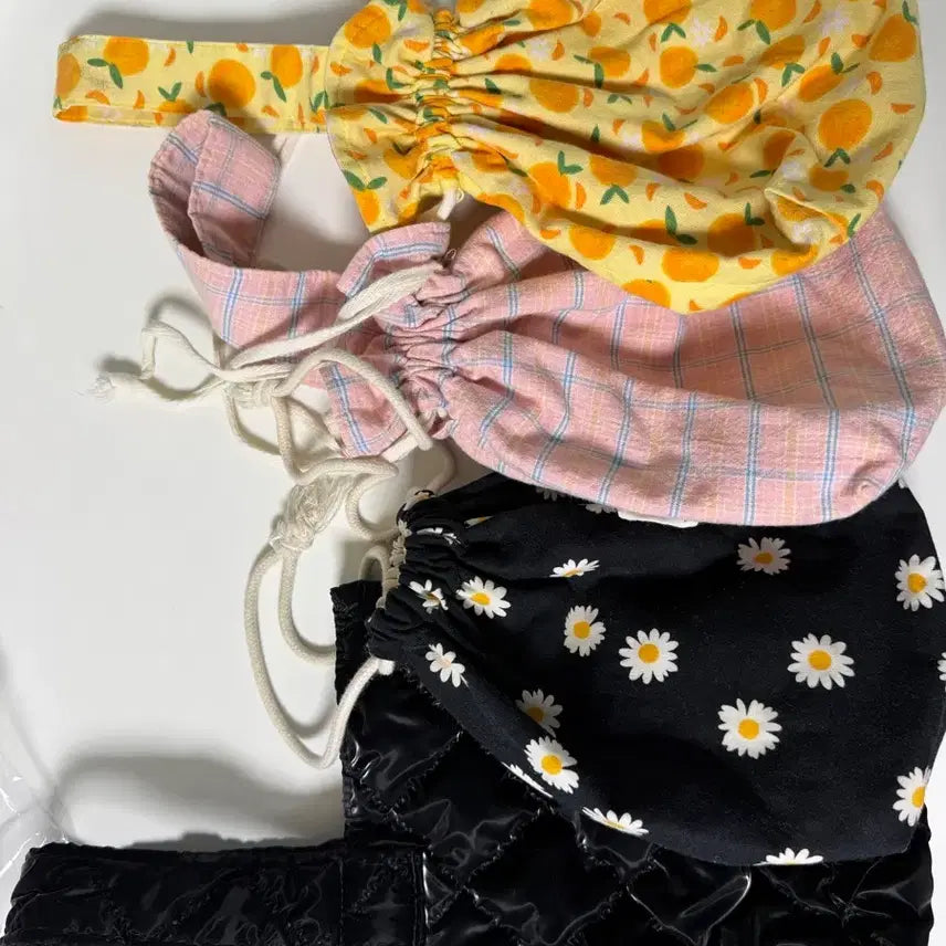 [BUNJANG] Quilting Daisy Check Orange Pattern Bag Set / 퀼팅/데이지/체크/오렌지 패턴 가방 세트