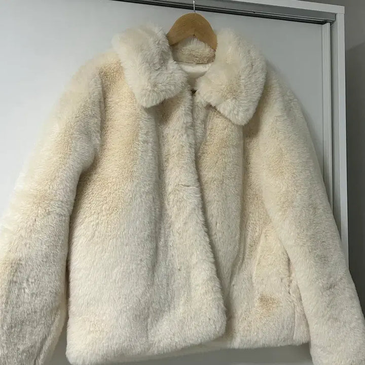 [BUNJANG] Ivory Faux Fur Jacket / 아이보리 퍼 자켓